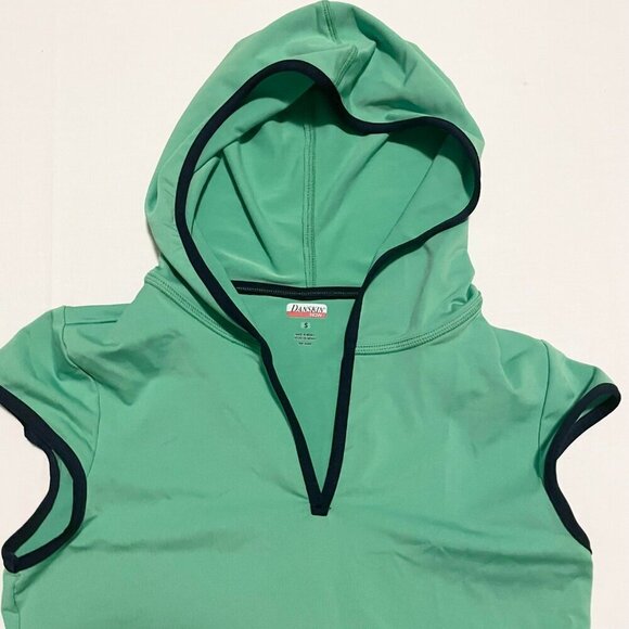 Danskin Now Womens Size Small Green Pullover Short Cap Sleeve Vneck Hoodie - Picture 2 of 16